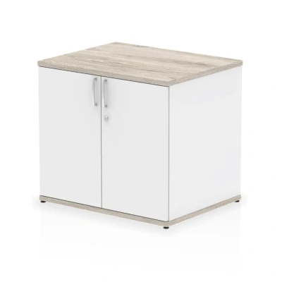 Image of Impulse 600mm Deep Desk High Cupboard Grey Oak and White