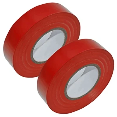 Image of 2 x RED ELECTRICAL PVC INSULATION / INSULATING TAPE 19mm 20m FLAME RETARDANT