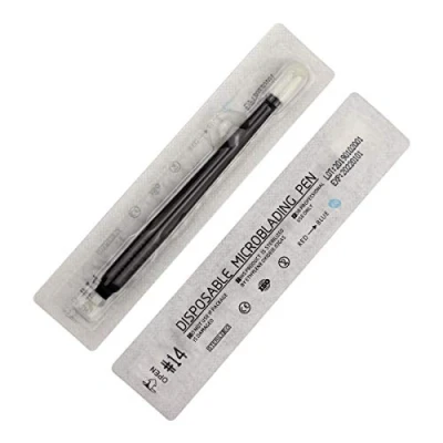 Image of 10pcs Disposable Microblading Blades Pen Microblade Sterile Microblades Blister Package with pigment applicator 12 Slop 14 18U 20U (14Slope 0.25mm)