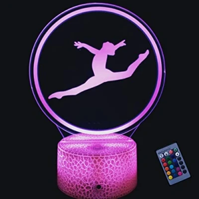 Image of Optical Illusion 3D Gymnastics Night Light 16 Colors Changing USB Power Remote Control Touch Switch Decor Lamp LED Table Desk