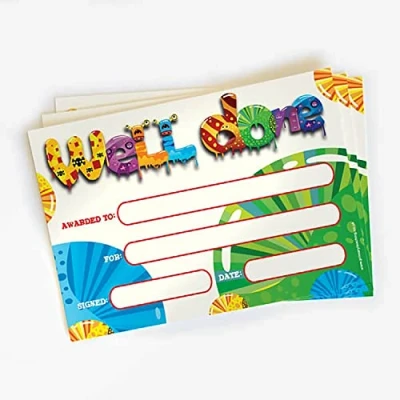 Image of 20 Well Done Bubble Gum Scented Scratch &#039;N&#039; Sniff Certificates A5 Primary Teaching Services