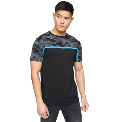 Image of Crosshatch Men&#039;s BRIGHTLING CAMO Shoulder/SLV TEE T Shirt, Black, S