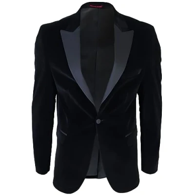 Image of TruClothing Mens Black Velvet Dinner Tuxedo Suit Jacket Blazer Size 38 (Chest)