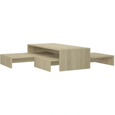 Image of vidaXL Nesting Coffee Table Set Sonoma Oak 100x100x26.5 cm Engineered Wood