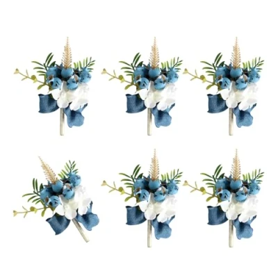 Image of MDHQ 6Pcs Artificial Berries Boutonniere For Wedding Ceremony Anniversary Dinner Party Bride Grooms