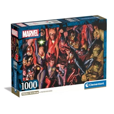 Image of Clementoni Jigsaw Puzzle Marvel The Avengers 1000 Pieces Poster Included, For Adults 14 99 Years, Gift Men/Women, Super Hero, Made In Italy, 39857