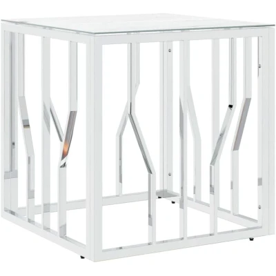 Image of vidaXL Coffee Table Silver 50x50x50 cm Stainless Steel and Glass