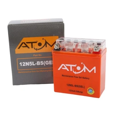 Image of YB5L B Atom Gel Motorcycle Battery Factory Sealed 12V 5Ah