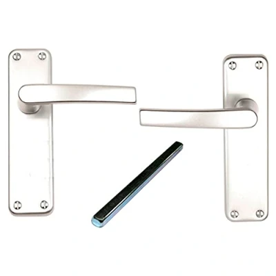 Image of Merriway BH06432 Latch Handle Set Bright Aluminium 150mm, Silver Tone