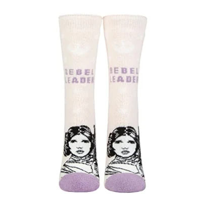 Image of Women&#039;s 1 Pair SOCKSHOP Heat Holders Disney Star Wars 1.6 TOG Lite Princess Leia Thermal Socks Light Pink 4 8