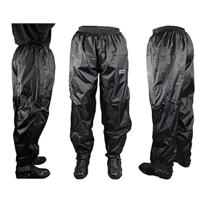 Image of BOLT WATERPROOF over TROUSERS Motorbike Motorcycle Scooter Unisex All weather Pull Rain Pants Trouser With Zipped Ankle Cuff (Plain Black,4XL)