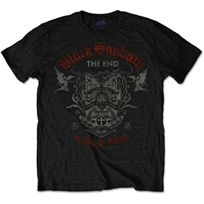Image of Rockoff Trade Men&#039;s Black Sabbath the End Reading Skull T Shirt, (Black), Small (Manufacturer Size:Small)