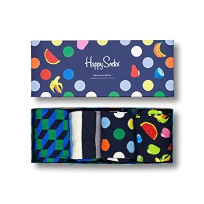 Image of Happy Socks Men&#039;s Navy 4 pack Gift Set Socks, Navy, 11 Manufacturer Size 41 46 UK