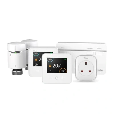 Image of Wiser By Drayton Smart Thermostat Heating Kit 3 with 2 x Radiator TRV + Plug &amp; Hot Water for Conventional/ Combi Boiler Complete Control