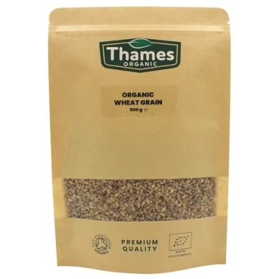 Image of Organic Wheat Grain Certified Organic, Non GMO, Vegan, No Additives, Preservatives, Resealable Bag by Thames 500g