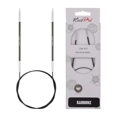 Image of KnitPro 60 cm x 2.5 mm Karbonz Fixed Circular Needles, Black and Silver