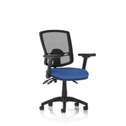 Image of Eclipse Plus III Deluxe Mesh Back Blue Seat Adjustable Folding Arms