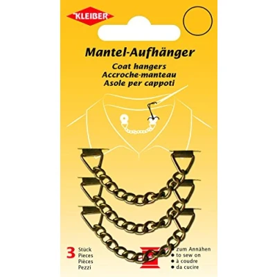 Image of Kleiber Sew On Metal Coat Hangers, Set of 3, Brushed