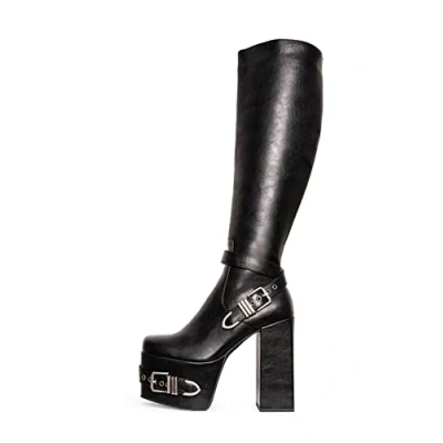 Image of LAMODA Women&#039;s Blair Knee high Boot, Black PU, 6 UK
