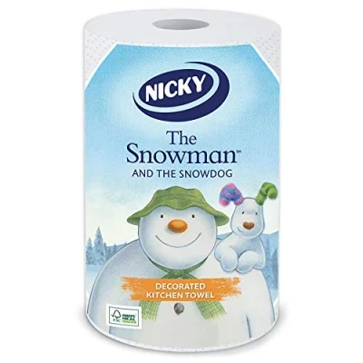 Image of Nicky 2 Ply The Snowman and Snowdog Printed Christmas Kitchen Paper Towels 1 Super Roll