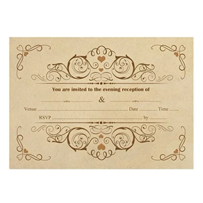 Image of Vintage Wedding Evening Invitations with Brown Kraft Envelopes Pack of 15 by Artstore
