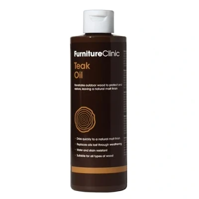 Image of Furniture Clinic Teak Oil Outdoor Wood Protects Garden Restores &amp; Prevents Drying Deterioration Quick Natural Matt Finish 500ml