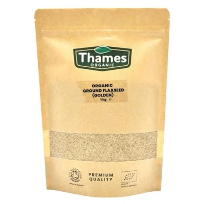 Image of Organic Ground Linseed Flaxseed Golden 1kg Certified Organic, Non GMO, Vegan, No Additives, Preservatives, Resealable Bag by Thames
