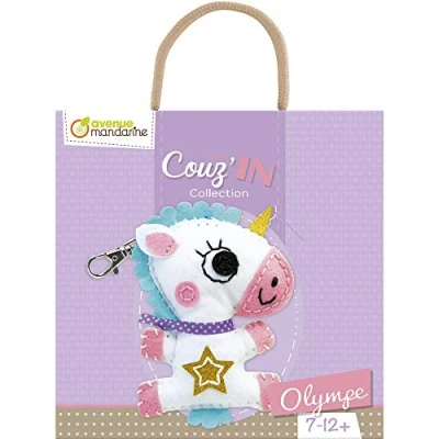 Image of Avenue Mandarine Ref KC089C Mini Couz&#039;in Keyring to Sew Olympe the Unicorn Keychain Animal, Introduction Sewing &amp; Needlecraft, Suitable for Ages 7+