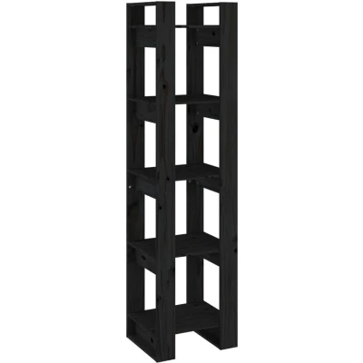Image of vidaXL Book Cabinet/Room Divider Black 41x35x160 cm Solid Wood Pine