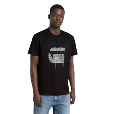 Image of G STAR RAW Men&#039;s Stitch Burger R T Shirt, Black (Dk D25674 c336 6484), XXL