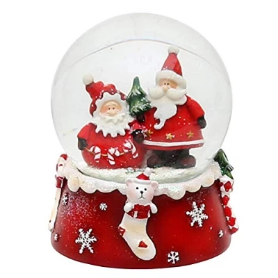 Image of Dekohelden24 Snow globe, Santa Claus Duo, red white, dimensions H/W/diameter of ball: approx. 8.5 x 7 cm/diameter 6.5 cm.