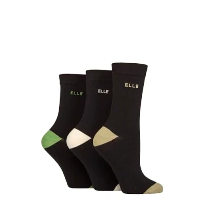 Image of Women&#039;s 3 Pair Elle Plain, Striped and Patterned Cotton Socks with Smooth Toes Forager Contrast 4 8