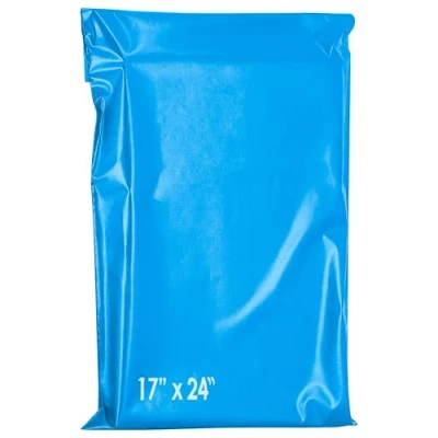 Image of 60 Mixed Mailing Postal Self Seal Closure Plastic Bags, 17x24 Inch Size Envelopes for Posting Clothes, Postal, Packaging, Shipping Bags Tempered Proof, Secure Medium Large Postage Sizes Blue