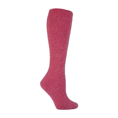 Image of HEAT HOLDERS Ladies Extra Long Thick Winter 2.7 TOG Coloured Knee High Thermal Wool Rich Socks (4 8 uk, Pink (XL.Wool))