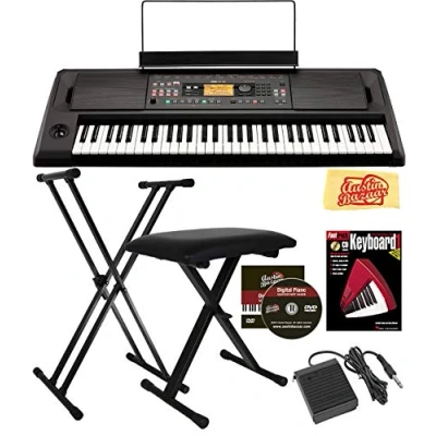 Image of Korg EK 50L Limitless Entertainer Keyboard Bundle with Adjustable Stand, Bench, Sustain Pedal, Instructional Book, Austin Bazaar DVD, and Polishing Cloth
