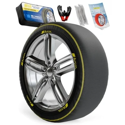 Image of ARCOL Snow Socks Italy EN 16662 1 Approved /// ArcticPro Fabric Chains, Easy to Install, for Quiet Driving and Maximum Safety Inner Dimensions (ArcticPro, XL)