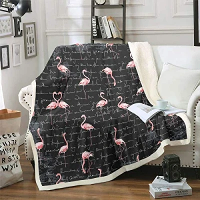 Image of Flamingo Blankets and Throws for Kids Boys Girls Tropical Animals Pattern Fleece 3D Print Blanket Luxury Soft Sherpa Blanket,Plush Single 50&quot;x60&quot;