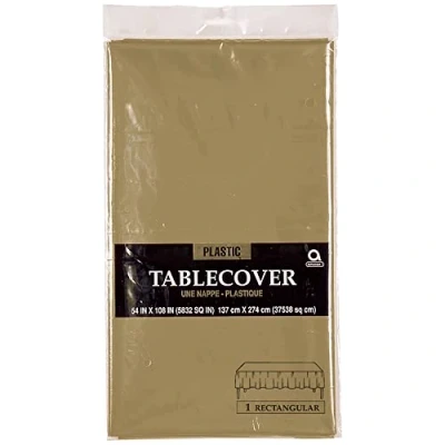 Image of Amscan 77015 19 Tablecover Plas Rect:Gold