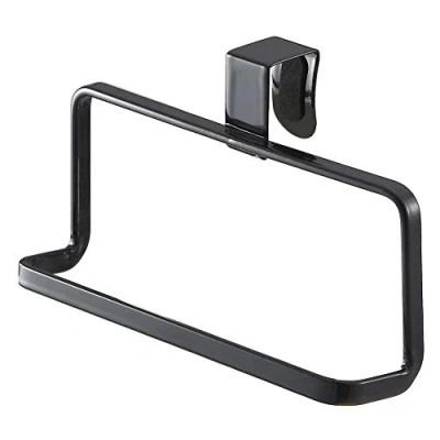 Image of Yamazaki 6780 Tower Kitchen Towel Hanger, Black, Steel, Minimalist, 16 x 7 9.5 cm