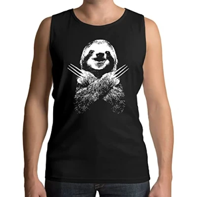 Image of Mens Wolversloth Wolverine Sloth Funny Vest Tank Top Black (M)