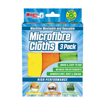 Image of Mighty Burst Microfibre Cleaning Cloth, 3 Pack, High Performance Cloths, Machine Washable, Multi Purpose for Kitchen, Bathroom, Glass and Other Surfaces