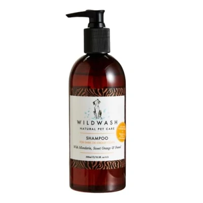 Image of WildWash Dark Coat Shampoo for Dogs 300ml or Greasy Hair, Prevents Excess Shedding Natural, Sulphate and Paraben Free Sensitive Skin Concentrated Formula 10 20 Washes