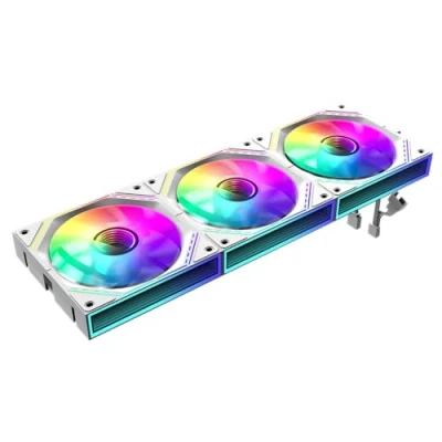 Image of GameMax FN12A S3I 120mm Linked PC Case Fans White with Infinity Mirror Center ARGB 5V 3pin Aura Sync 800 1600 RPM 4pin PWM Triple Pack