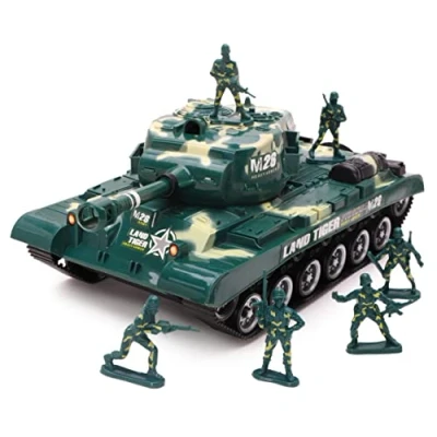 Image of Toyland® &quot;Combat Mission Green Boys Friction Powered Army Tank &amp; Soldiers Military Playset