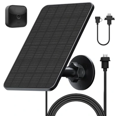 Image of Solar Panel for Blink Camera Outdoor, 4 W Compatible with XT2/XT &amp; SimpliSafe (Not Included), IP66 Outdoor (3rd Gen) Rubber Plug