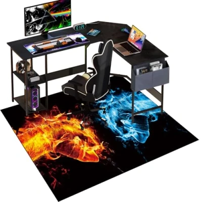 Image of Gaming Chair Mat for Hardwood Floor 130 x 160 cm Anti Slip Protector Non Protection Desk Carpets Computer Room Home Office Decor