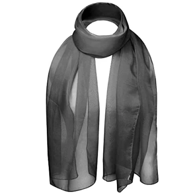 Image of Basic Sense Plain Chiffon Soft Sheer Scarf, Dark Grey