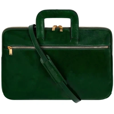 Image of Time Resistance Leather Briefcase Bag Slim Laptop Messenger Unisex