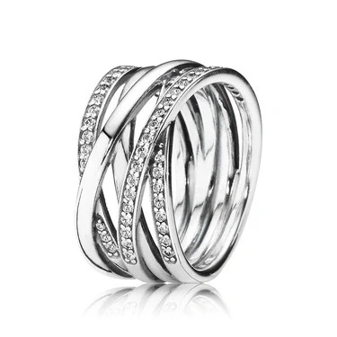 Image of Pandora Sparkling &amp; Polished Lines Ring, Size 60