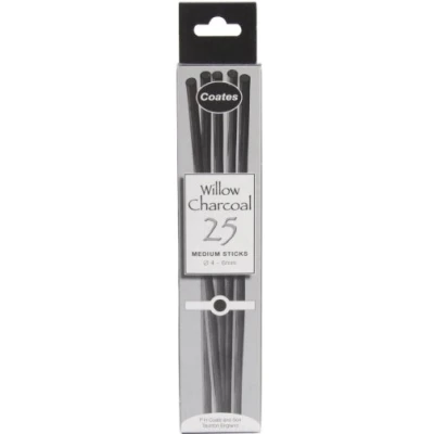 Image of Coates Artist Willow Charcoal Thin Sticks, Wood, Black, 25 Count (Pack of 1)